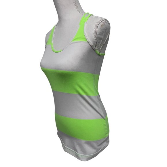 Lululemon Womens Green White Striped Racerback Fitted Tank Top Shirt Small Sz 4 - Picture 3 of 5